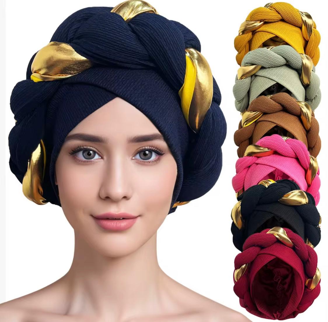 Turban "Altesse Dorée" – Collection Tressage Royal
